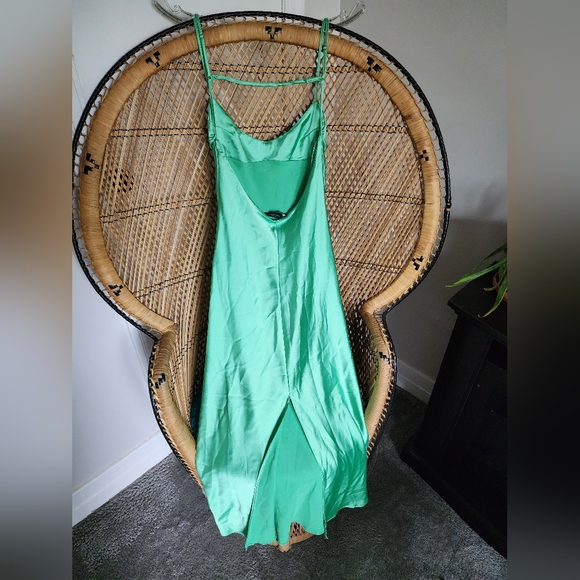 Zara Light Green Satin Camisole/Slip Midi Dress BNWT - Picture 6 of 12